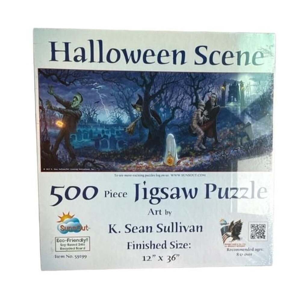 SunsOut Halloween Scene Jigsaw Puzzle 500 Piece K. Sean Sullivan